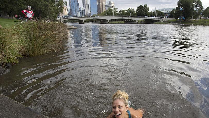 Nach ihrem Triumph in Melbourne 2016 sprang Angelique Kerber in den Yarra River.