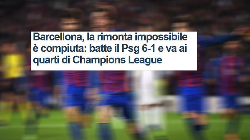 La Stampa (Italien): "Barcelona schafft das Wunder: PSG mit 6:1 besiegt und das Viertelfinale der Champions League erobert." Und in Bezug auf Paris Saint Germain: "Vom Paradies ins Inferno."