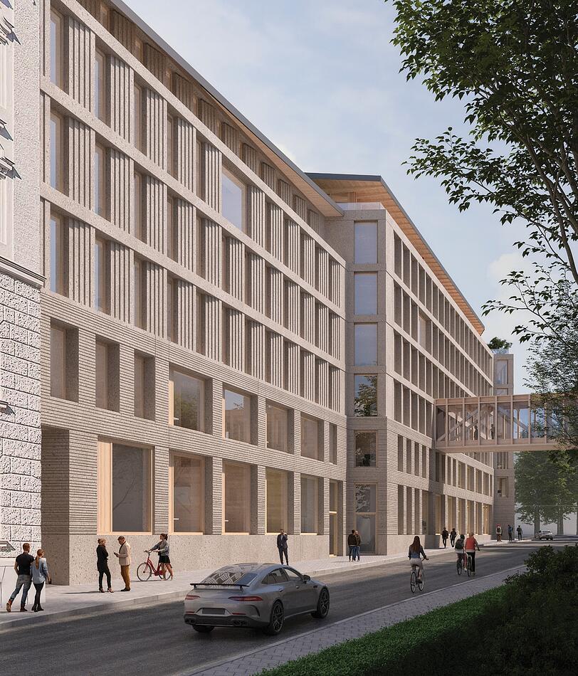 Eine kleine Br&uuml;cke f&uuml;r B&uuml;romitarbeiter (r.) wird es in ein paar Jahren wohl wieder geben, wenn der Neubau an der Sternstra&szlig;e gebaut wird.