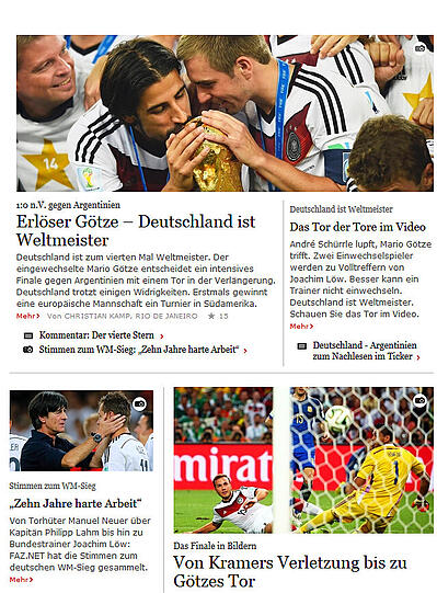 Frankfurter Allgemeine Zeitung: "Erlöser Götze - Deutschland ist Weltmeister"