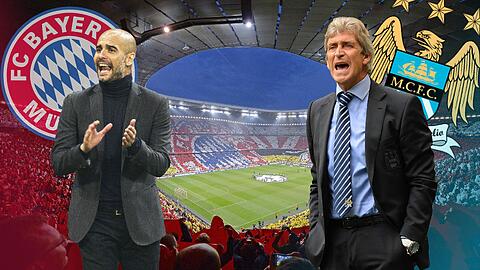 Die Star-Trainer an der Auslinie: Bayern-Trainer Pep Guardiola (l.) und ManCity-Coach Manuel Pellegrini.