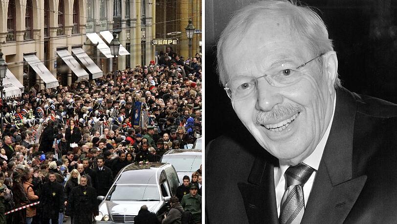 Bestatter Karl Denk (&dagger;89). Eine der größten &ndash; und die letzte von ihm organisierte &ndash; Trauerfeier war die Beisetzung von Rudolph Moshammer 2005. Tausende Münchner säumten die Maximilianstraße.