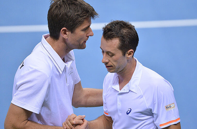 Davis-Cup-Teamchef Michael Kohlmann (links) mit Philipp Kohlschreiber, der deutschen Nummer eins.