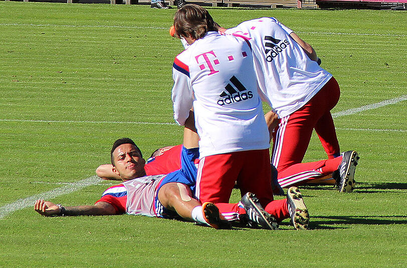 Thiago beim letzten Training, als das Innenband zum dirtten Mal riss.