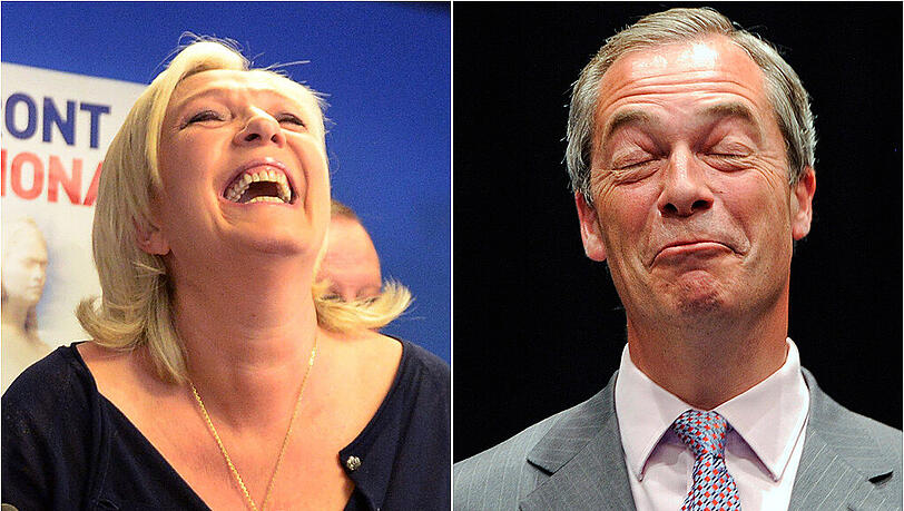 Sie sind die Speerspitze des Rechtspopulismus in Europa und erzielten starke Ergebnisse. Marine Le Pen von der französichen rechtsextremen Front National und Nigel Farage asu Großbritannien von der Ukip. Sie sind die Speerspitze des Rechtspopulismus in Europa und erzielten starke Ergebnisse. Marine Le Pen von der französichen rechtsextremen Front National und Nigel Farage asu Großbritannien von der Ukip.
