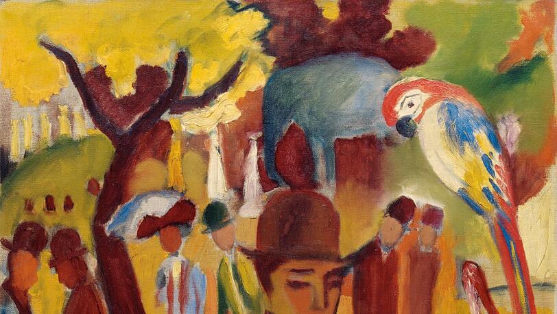 Im Tiergarten läuft der farbstarke August Macke zur Hochform auf, und ein Papagei ist meistens auch dabei. 1912 hat er den „Kleinen Zoologischen Garten in Braun und Gelb“ gemalt. Im Tiergarten läuft der farbstarke August Macke zur Hochform auf, und ein Papagei ist meistens auch dabei. 1912 hat er den „Kleinen Zoologischen Garten in Braun und Gelb“ gemalt.