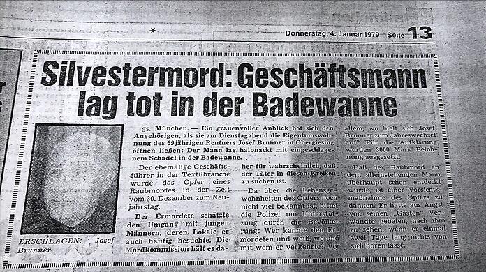 Am 4. Januar 1979 berichtete die Abendzeitung über den Mord in Giesing.