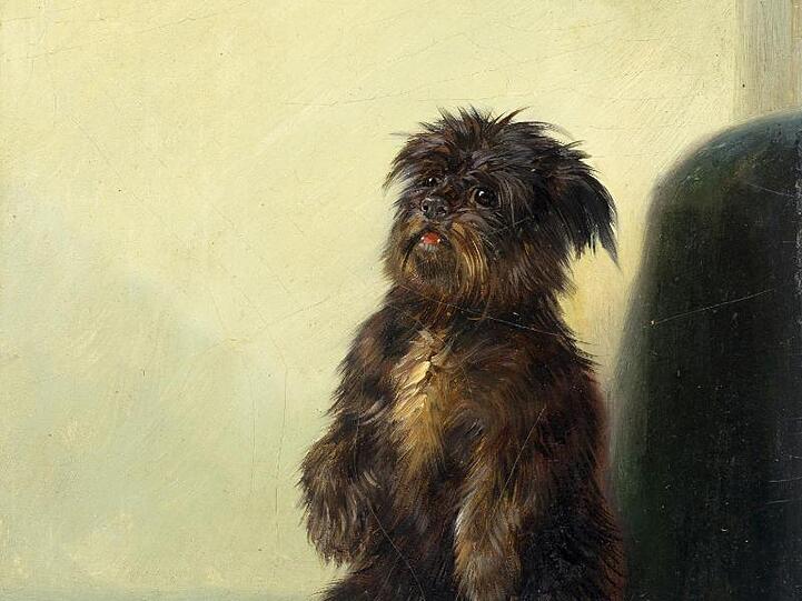 Die Reproduktion zeigt das Bild "Lieblingshund König Ludwigs I.", gemalt in München um 1850. Foto: Bastian Krack/Bayerisches Nationalmuseum/dpa