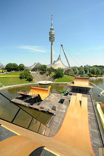 Aufbau für die X-Games im Olympiapark.