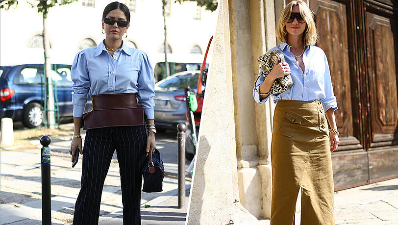 Die Fashionistas Paola Alberdi und Lisa Aiken zeigen wie der Lässig-Look in Blau funktioniert.