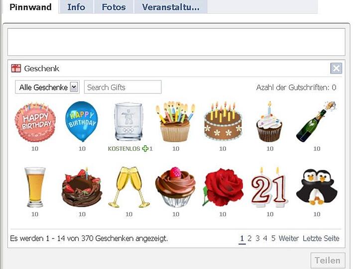 Screenshot der Internetseite Facebook: Die Internet-Plattform experimentiert seit November mit einer eigenen Währung - den «Facebook Credits».