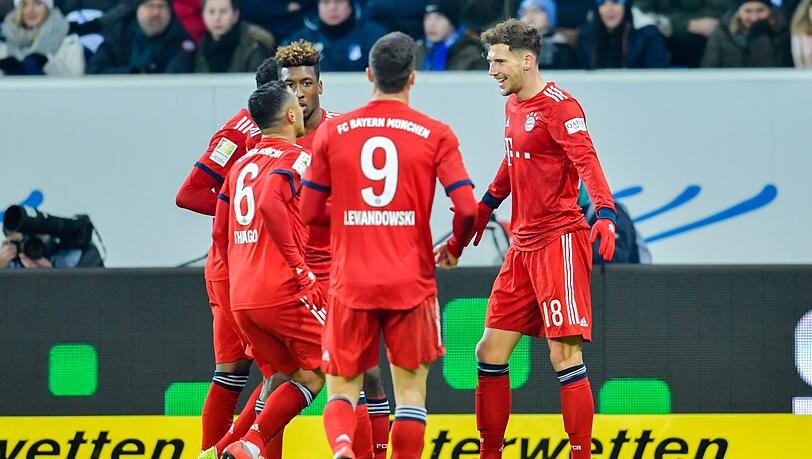 Dank zweier Tore von Leon Goretzka (rechts) gewinnt der FC Bayern 3:1 gegen Hoffenheim und erwischt einen perfekten Start in die Rückrunde. Dank zweier Tore von Leon Goretzka (rechts) gewinnt der FC Bayern 3:1 gegen Hoffenheim und erwischt einen perfekten Start in die Rückrunde.