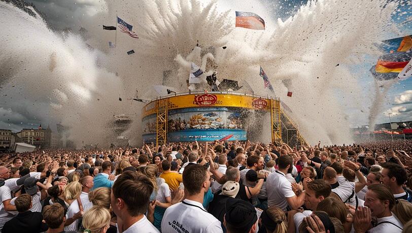 KI-generierte Fotos, die eine "Bierflut" auf dem Oktoberfest zeigen. KI-generierte Fotos, die eine "Bierflut" auf dem Oktoberfest zeigen.
