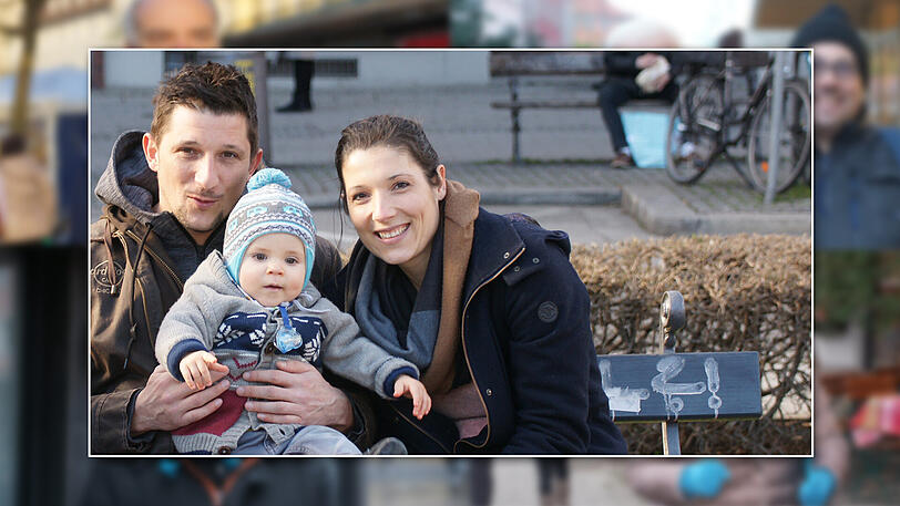 v.li. Dennis (37, tätig im Personalmanagement) und seine Schwester Bianca (34, Vertriebsmitarbeiterin) mit Sohn Simon (14 Monate). Dennis: Mir macht es Spaß, mit dem kleinen Sohn meiner Schwester etwas die Welt zu erkunden. Das Wochenende begrüßen ich und meine Freundin Christine oft mit einem guten Gläschen wein im Occam Deli in der Feilitzschstraße. sensationell gute Ofenkartoffeln gibt es am Standl Caspar Plautz am Viktualienmarkt." Bianca: "Ich liebe Wandern am Tegernsee. Das ist ein toller Ausgleich zum Alltag und macht mich glücklich. Außerdem bin ich gerne mit der Familie im Kinderspielparadies Kleine Sportgeister in der Hiltenspergerstraße. Da können die Kleinen super herumtoben."