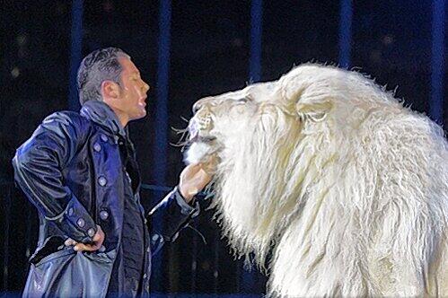Dompteur Martin Lacey mit Raubkatze King Tonga.