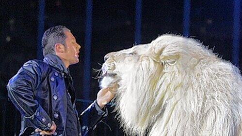Dompteur Martin Lacey mit Raubkatze King Tonga. Dompteur Martin Lacey mit Raubkatze King Tonga.