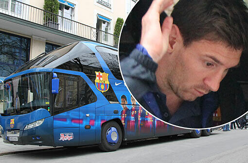 Der Superstar ist in München angekommen: Messi vor dem Bayerischen Hof. Die Bilder von der Ankunft des FC Barcelona
