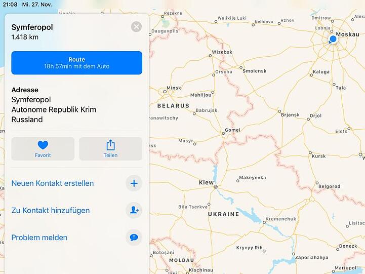 Apple hat sich dem Druck Moskaus gebeugt und führt die Krim nun offiziell als russisches Staatsgebiet. Allerdings nur für Nutzer mit dem Standort Russland.