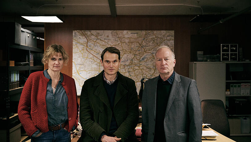 Von links: Eli Wasserscheid (Rolle: Wanda Goldwasser), Fabian Hinrichs (Rolle: Felix Voss) und Stefan Merki (Rolle: Dr. Kaiser).