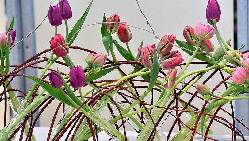 Besucher finden auf der Garten München zahlreiche Blumenarrangements, die von Schülern der Staatlichen Fachschule für Blumenkunst zusammengestellt wurden. Besucher finden auf der Garten München zahlreiche Blumenarrangements, die von Schülern der Staatlichen Fachschule für Blumenkunst zusammengestellt wurden.