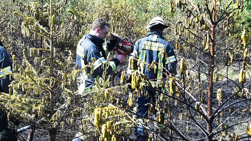 Unter extremen Bedingungen kämpfte sich die Feuerwehr zu den Flammen vor.