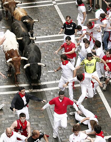 Der erste Lauf der Fiesta von San Fermin.
