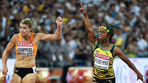 Mit ihrem insgesamt sechsten Weltmeistertitel rückte Shelly-Ann Fraser-Pryce (rechts) auf Platz fünf der erfolgreichsten Teilnehmer seit der Premiere 1983 in Helsinki vor.