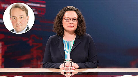 Schaut recht ratlos drein: Andrea Nahles im ZDF.