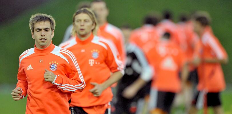 Die Bayern beim Abendtraining.