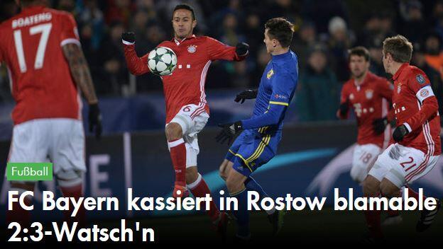 Etwas derber wird die österreichische "Krone", die von einer "Watsch'n" für den Rekordmeister schreibt.