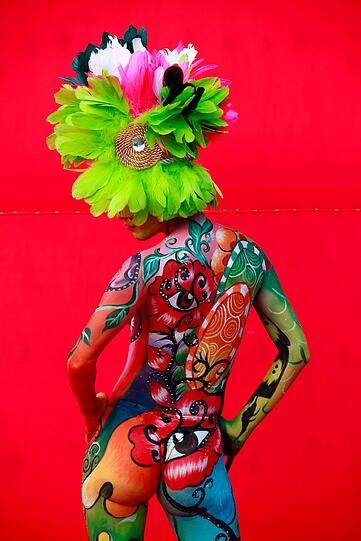 Schrille Outfits, nackte Haut. Das Internationale Bodypainting Festival in Daegu, Süd-Korea. Hier sind die schönsten Fotos.