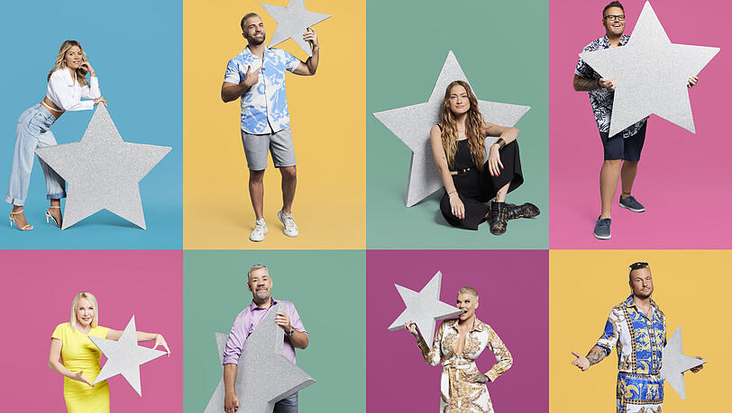 Kandidaten bei Promi Big Brother 2021: Ina Aogo; Rafi Rachek; Mimi Gwozdz; Daniel Kreibich; Heike Maurer; Uwe Abel; Melanie Müller; Eric Sindermann