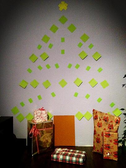 Den vergisst keiner: Aus Post-Its an die Wand geklebt.