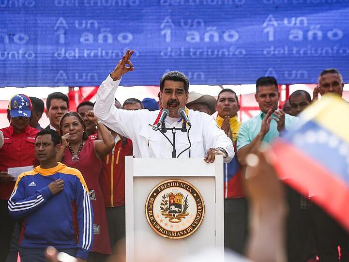 Venezuelas Staatspräsident Nicolás Maduro spricht in Caracas.