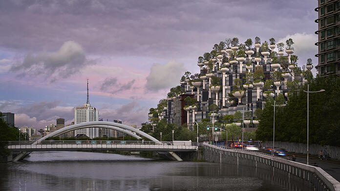 1000 Bäume lässt der britische Super-Designer Thomas Heatherwick an diesem Wohn- und Gewerbegebäude in Shanghai wachsen.