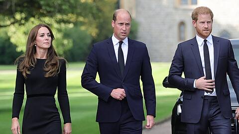 Kate und William (M.) mit Harry: Zu so einem Treffen wird es wohl erstmal nicht kommen.