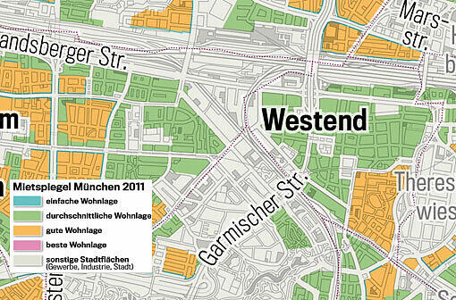 Zahlen Sie zu viel Miete? Klicken Sie durch die verschiedenen Viertel, und checken, in welcher Lage Sie wohnen.