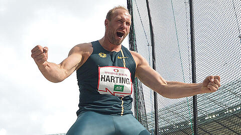 Robert Harting nach seinem Sieg beim ISTAF. Jetzt will er in der Diamond League triumphieren.