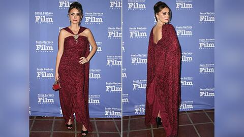 Penélope Cruz posiert für die Fotografen auf dem roten Teppich.