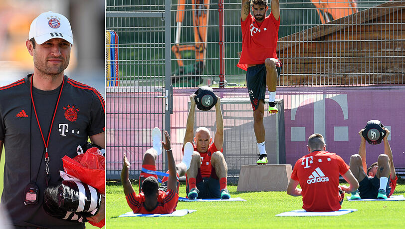 Co-Trainer Robert Kovac sprang am Donnerstag als Übungsleiter für seinen erkrankten Bruder Niko ein. Arjen Robben schaltete sich pro-aktiv ein. Co-Trainer Robert Kovac sprang am Donnerstag als Übungsleiter für seinen erkrankten Bruder Niko ein. Arjen Robben schaltete sich pro-aktiv ein.