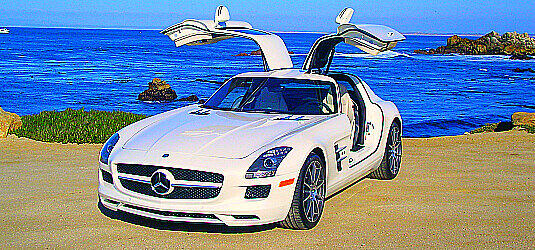 Auch geschlossen ein imposanter Anblick: der Mercedes SLS AMG.