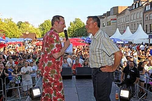 Der Komiker und sein Oberbürgermeister: Grand Prix-Moderator Volker Heißmann und Thomas Jung (rechts).