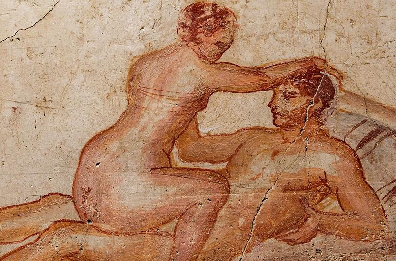 Sexszenen auf Fresken waren in Pompeji privat und in Thermen ein beliebtes Motiv. Sexszenen auf Fresken waren in Pompeji privat und in Thermen ein beliebtes Motiv.