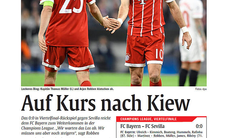 "Auf Kurs nach Kiew" titelt die AZ in der Ausgabe vom Donnerstag.