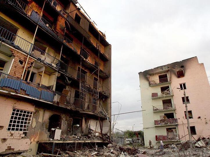 Die georgische Stadt Gori nach einem russischen Bombenangriff.