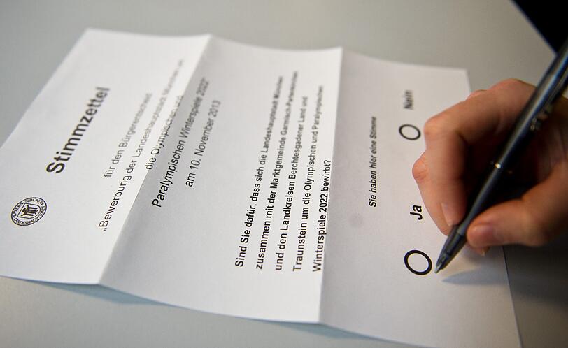 Ja oder Nein: Der Stimmzettel zum Bürgerentscheid über Olympia 2022