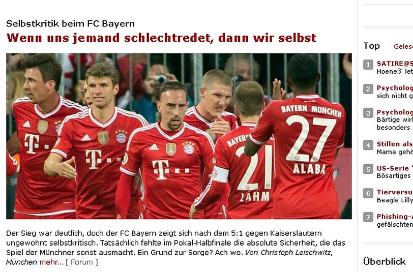 "Spiegel Online" über die (Selbst-)Kritik rund um den FC Bayern