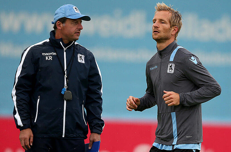 1860-Trainer Kosta Runjaic (links) und sein Kapitän Stefan Aigner.