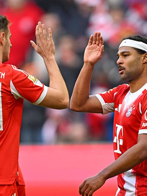 Stark beim 4:0 gegen Union Berlin: Serge Gnabry (r.) und Josip Stanisic.