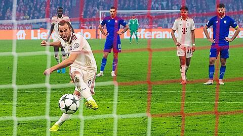 Vom Punkt immer – aus dem Spiel heraus schon lange nimmer! Bayerns Chef-Knipser Harry Kane und eine ganz spezielle Form der Ladehemmung.
